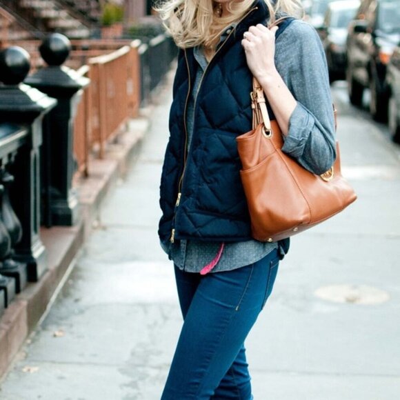 J Crew Blue Puffer Vest Jacket - Picture 2 of 2